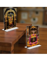 Lord Shiva & Shiva Lingam Acrylic T-Style Photo Stand - 5x7 Inches, Compact and Stylish Spiritual Display, easily change 2 photos (Pack of 1)
