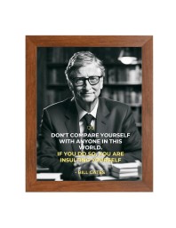 Bill Gates & Famous Quote Brown Frame, 10x14InchesInspirational Wall Art for Office, Home DecorIdeal Spiritual Gift