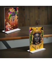 Sri Ram Lalla Acrylic T-Style Photo Stand - 11x13 Inches, Compact and Stylish Spiritual Display, easily change 2 photos (Pack of 1)