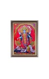 Maa Kali Photo Frame - 16x20 Inches, Brown Wooden Frame for Home, Office & Temple Decoration