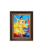 Sri Chaitanya Mahaprabhu Digital Print Photo 6.7x8.7 inches - Vibrant Religious Wall Art for Home, Office and Temple Decor.
