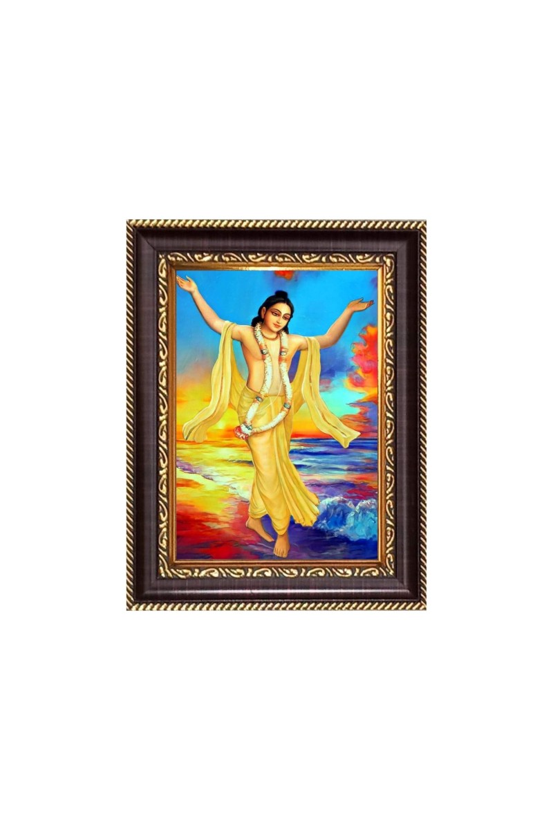 Sri Chaitanya Mahaprabhu Digital Print Photo 6.7x8.7 inches - Vibrant Religious Wall Art for Home, Office and Temple Decor.