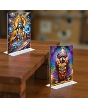 Lord Vishnu & Lord Jagannath Acrylic T-Style Photo Stand - 11x13 Inches, Compact and Stylish Spiritual Display, easily change 2 photos (Pack of 1)