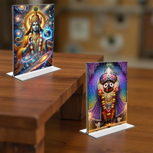 Lord Vishnu & Lord Jagannath Acrylic T-Style Photo Stand, Compact and Stylish Spiritual Display, easily change 2 photos (Pack of 1) Lord Vishnu & Lord Jagannath Acrylic T-Style Photo Stand, Compact and Stylish Spiritual Display, easily change 2 photos (Pack of 1)