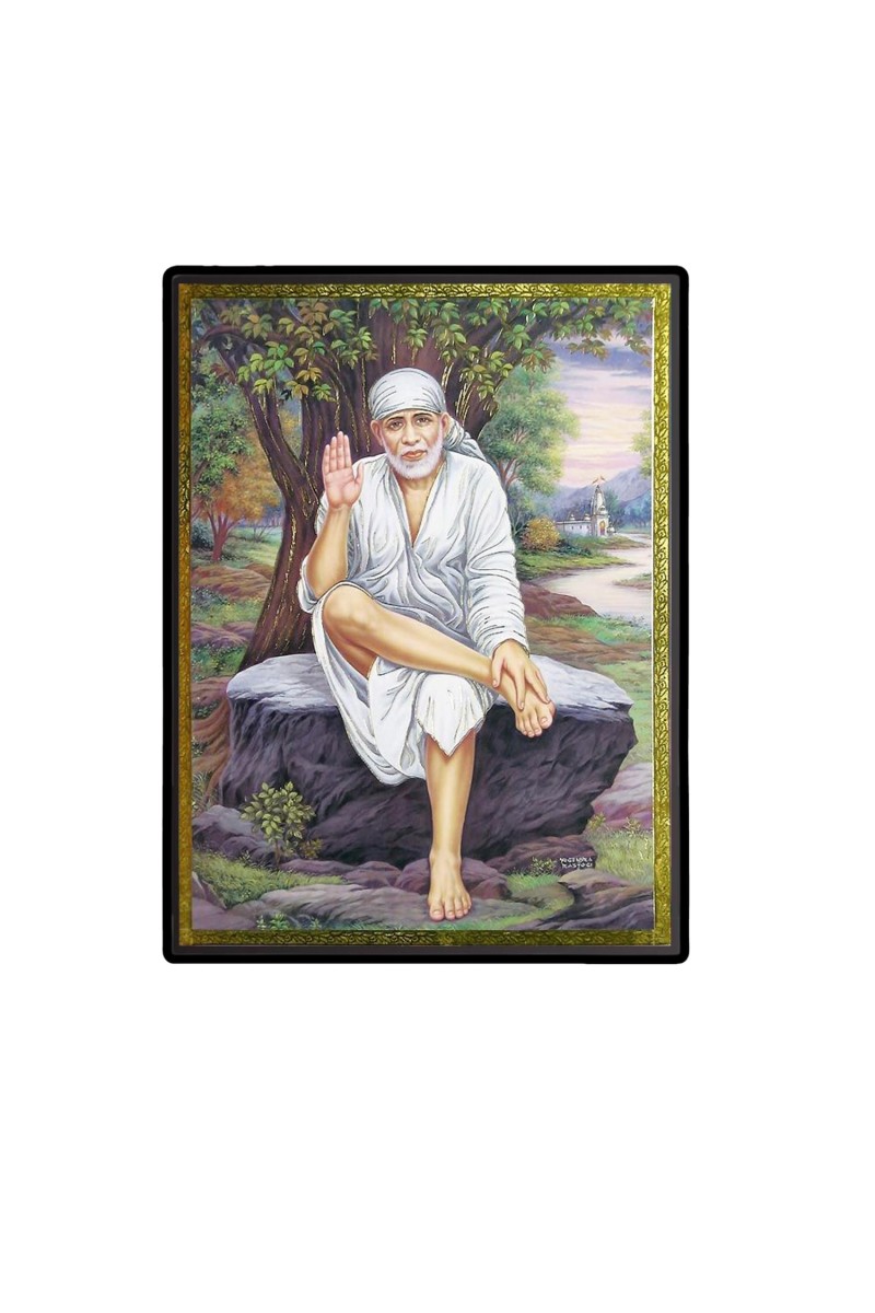 Sai Baba Laminated Photo - 5x7 Inches, Divine Blessings for Home & Office and Temple Decoration