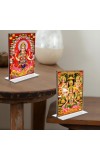 Debi Lakhsmi Sri Ganesh Debi Saraswati Acrylic T-Style Photo Stand, Compact and Stylish Spiritual Display, easily change 2 photos (Pack of 1)