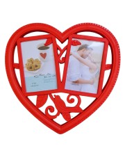 HiTechMart Romantic Red Heart-Shaped Double Photo Frame – Love-Themed Home Décor, 4x6 Inches (10x15cm) – Perfect for Couples, Weddings, Anniversaries & Valentine’s Day Gift
