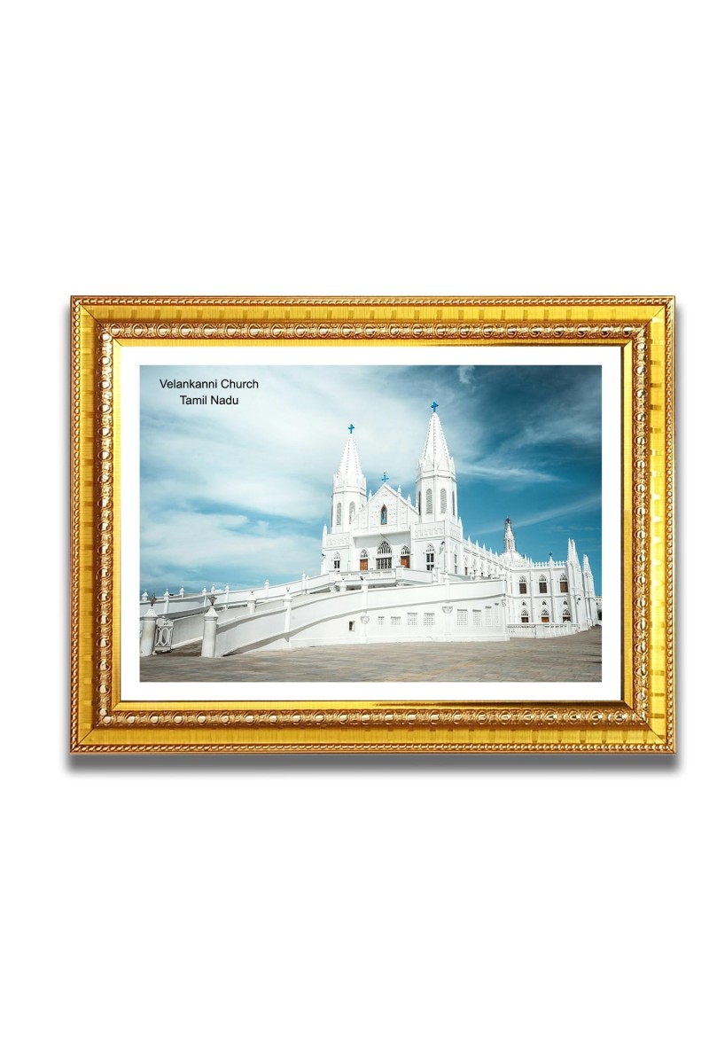 Velankanni Church Church Photo Frame, Beautiful Elegant Framed Wall Art of Iconic Cathedral