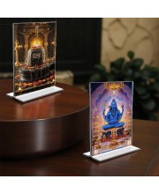 Lord Shiva & Shiva Lingam Acrylic T-Style Photo Stand - 11x13 Inches, Compact and Stylish Spiritual Display, easily change 2 photos (Pack of 1)