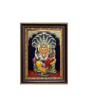 Lord Narasima And Mata Lakshmi Digital Print Photo 6.7x8.7 inches - Vibrant Religious Wall Art for Home or Office Decor.
