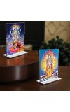 Lord Vishnu & Debi Lakhsmi Acrylic T-Style Photo Stand, Compact and Stylish Spiritual Display, easily change 2 photos (Pack of 1)