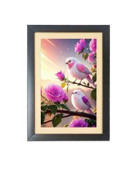 The colorful birds Black Photo Frame Funny Animal and Bird Cartoon Art