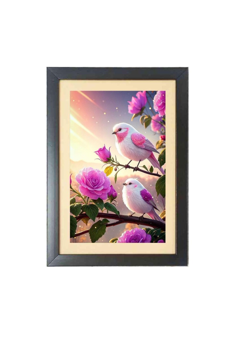 The colorful birds Black Photo Frame Funny Animal and Bird Cartoon Art