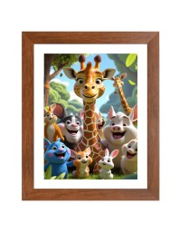 AI Funny Cute Squirrel, giraffe Art Picture for Kids - 18x22 inches, Brown Color - Perfect Wall Decor for Children's Room