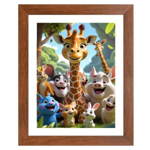 AI Funny Cute Squirrel, giraffe Art Picture for Kids - 18x22 inches, Brown Color - Perfect Wall Decor for Children's Room