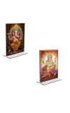 Car Desk/Table Top Lord Ganesh Acrylic T-Style Photo Stand - 2.5x3.5 Inches, Compact and Stylish Spiritual Display, easily change 2 photos (Pack of 1)