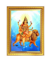 Maa Kushmanda | Photo Frame - 10x14 Inches, Brown Wooden Frame for Home, Office & Temple Decoration
