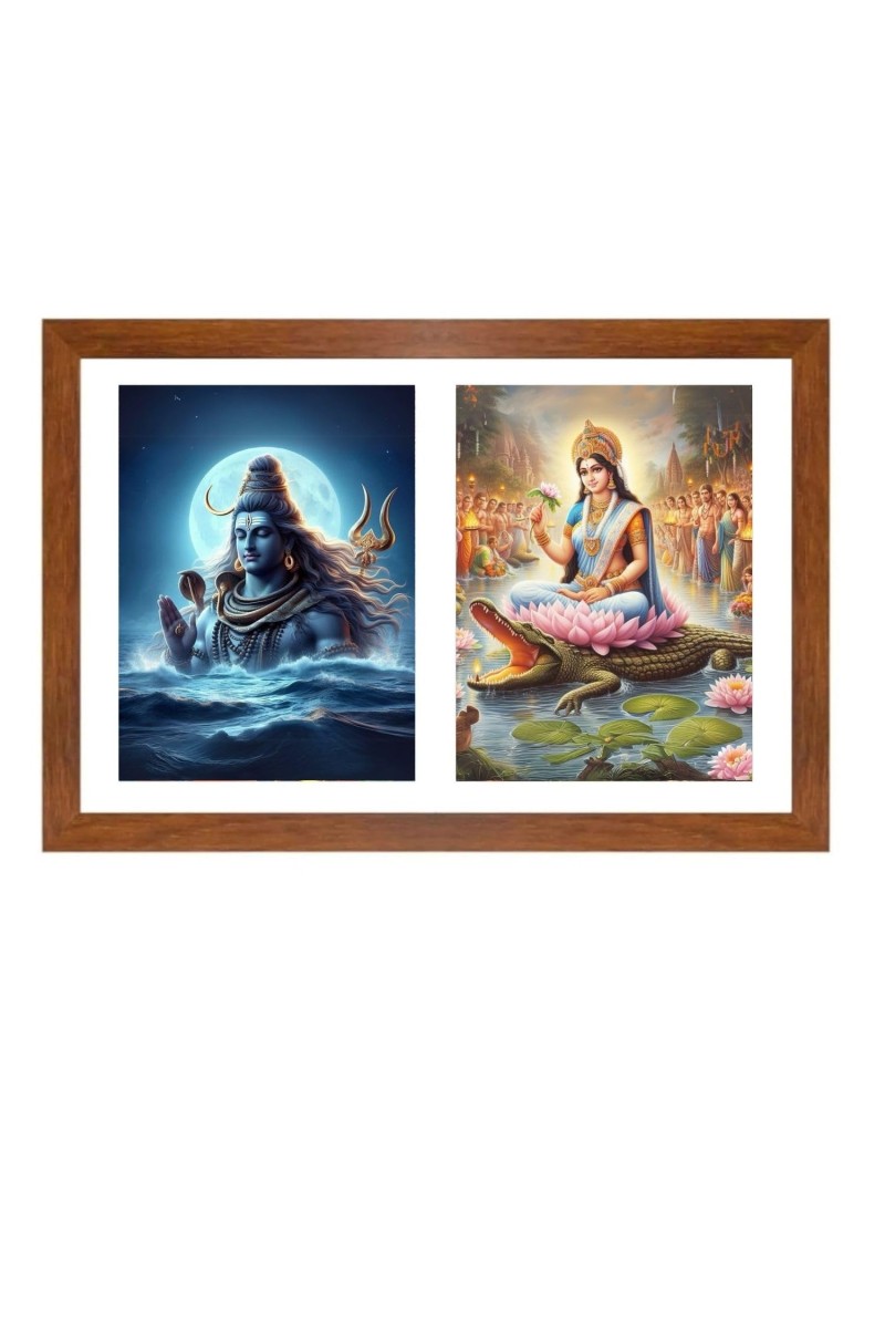 Lord shiva and ganga devi Photo Frame - 17x21Inches - Spiritual Artwork for Home Decor, Puja Room and Office Decoration