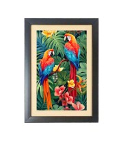 The colorful birds Photo Frame Funny Animal and Bird Cartoon Art, Black color, 19x23 Inch