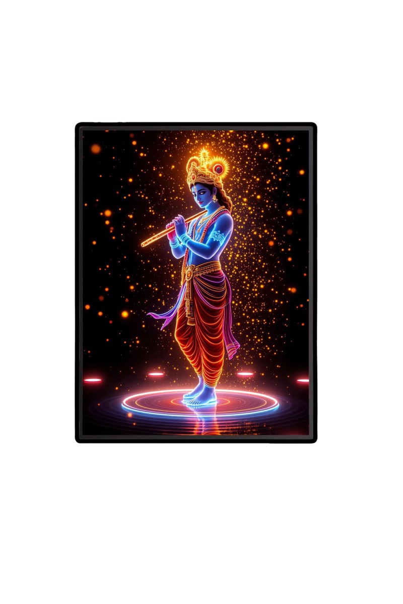 Krishna Laminated Photo - 5x7 Inches, Divine Blessings for Home & Office and Temple Decoration