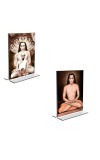 Car Desk/Table Top Mahavatar Babaji Acrylic T-Style Photo Stand - 2.5x3.5 Inches, Compact and Stylish Spiritual Display, easily change 2 photos (Pack of 1)