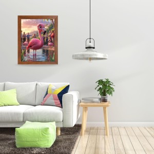 AI Funny Flamingo Art Picture for Kids - 12x16 inches, Brown Color - Perfect Wall Decor for Children's Room