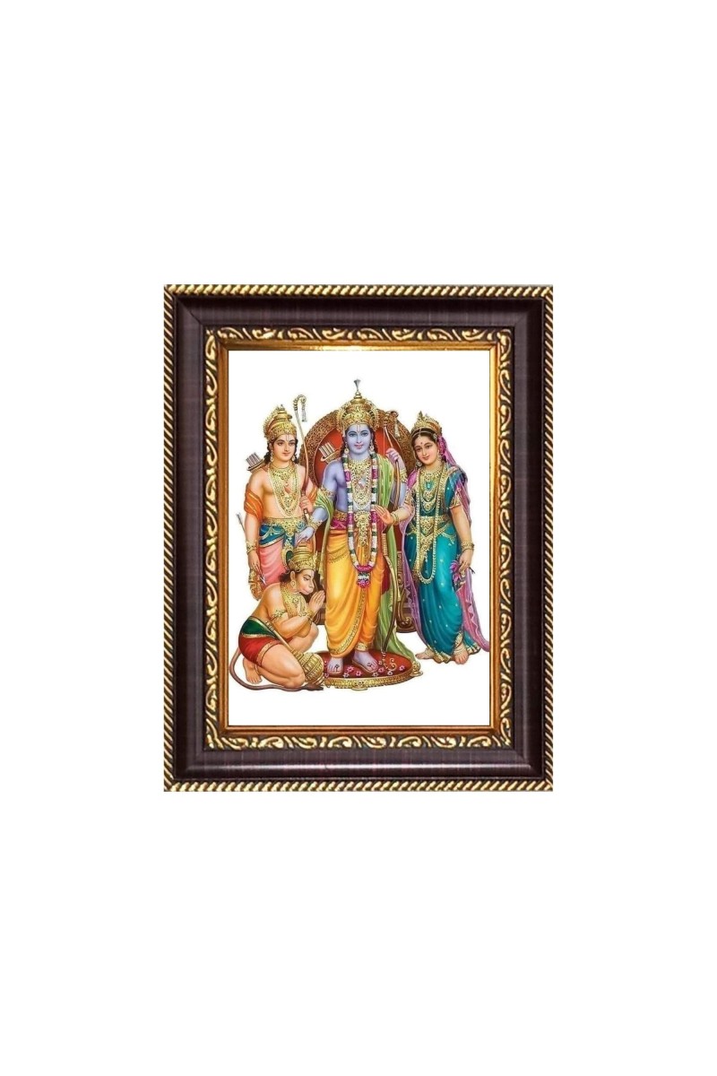 Sri Ram, Sita, Lakshman And Hanuman Digital Print Photo 6.7x8.7 inches - Vibrant Religious Wall Art for Home, Office and Temple Decor.