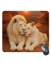 Customized White Lions Picture Sublimation Mouse Pad | 8 X 7.5 Inch | Smooth Cloth Surface | Non-Slip Rubber Base | Personalized Mousepad for Laptop & Desktop (F17232)