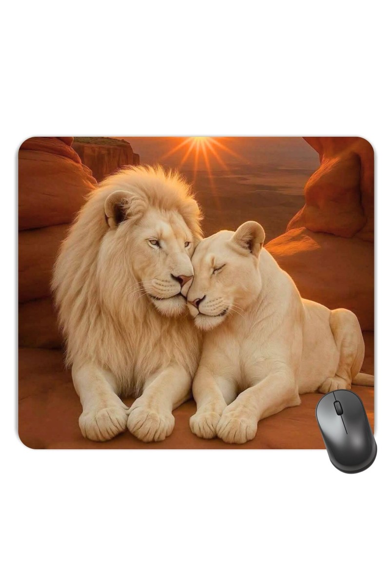 Customized White Lions Picture Sublimation Mouse Pad | 8 X 7.5 Inch | Smooth Cloth Surface | Non-Slip Rubber Base | Personalized Mousepad for Laptop & Desktop (F17232)