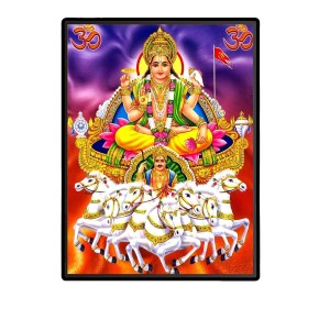 Surya Laminated Photo - 5x7 Inches, Divine Blessings for Home & Office and Temple Decoration