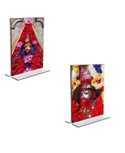 Car Desk/Table Top Tara Maa Acrylic T-Style Photo Stand - 2.5x3.5 Inches, Compact and Stylish Spiritual Display, easily change 2 photos (Pack of 1)