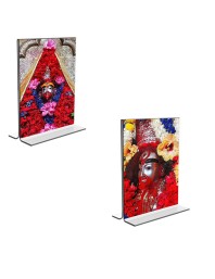 Car Desk/Table Top Tara Maa Acrylic T-Style Photo Stand - 2.5x3.5 Inches, Compact and Stylish Spiritual Display, easily change 2 photos (Pack of 1)