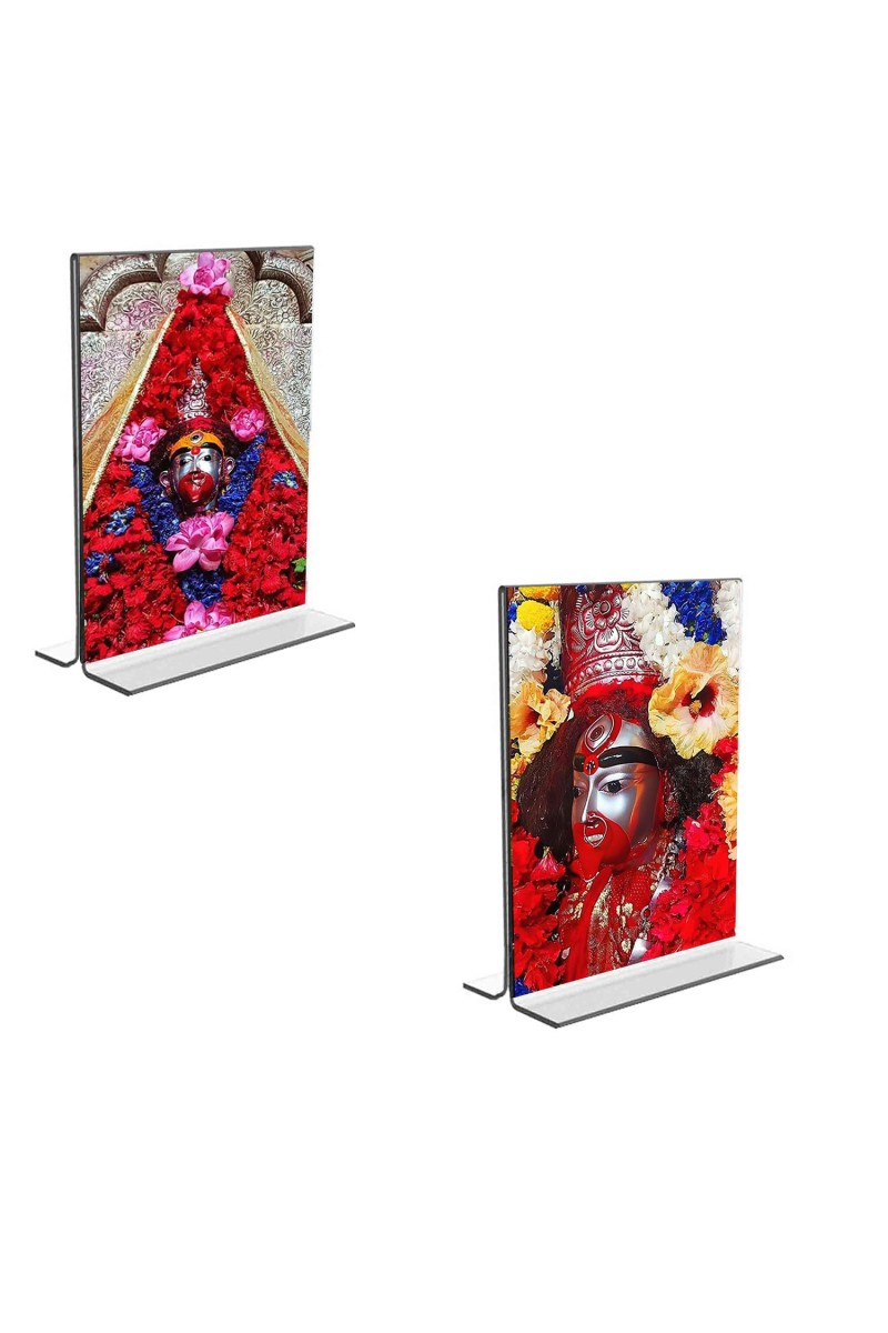 Car Desk/Table Top Tara Maa Acrylic T-Style Photo Stand - 2.5x3.5 Inches, Compact and Stylish Spiritual Display, easily change 2 photos (Pack of 1)