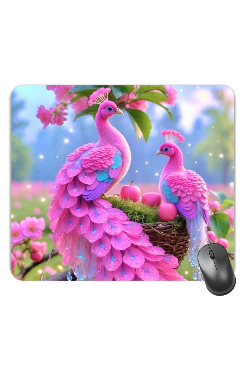 Customized Beautiful Peacocks Picture Sublimation Mouse Pad | 8 X 7.5 Inch | Smooth Cloth Surface | Non-Slip Rubber Base | Personalized Mousepad for Laptop & Desktop (F17298)