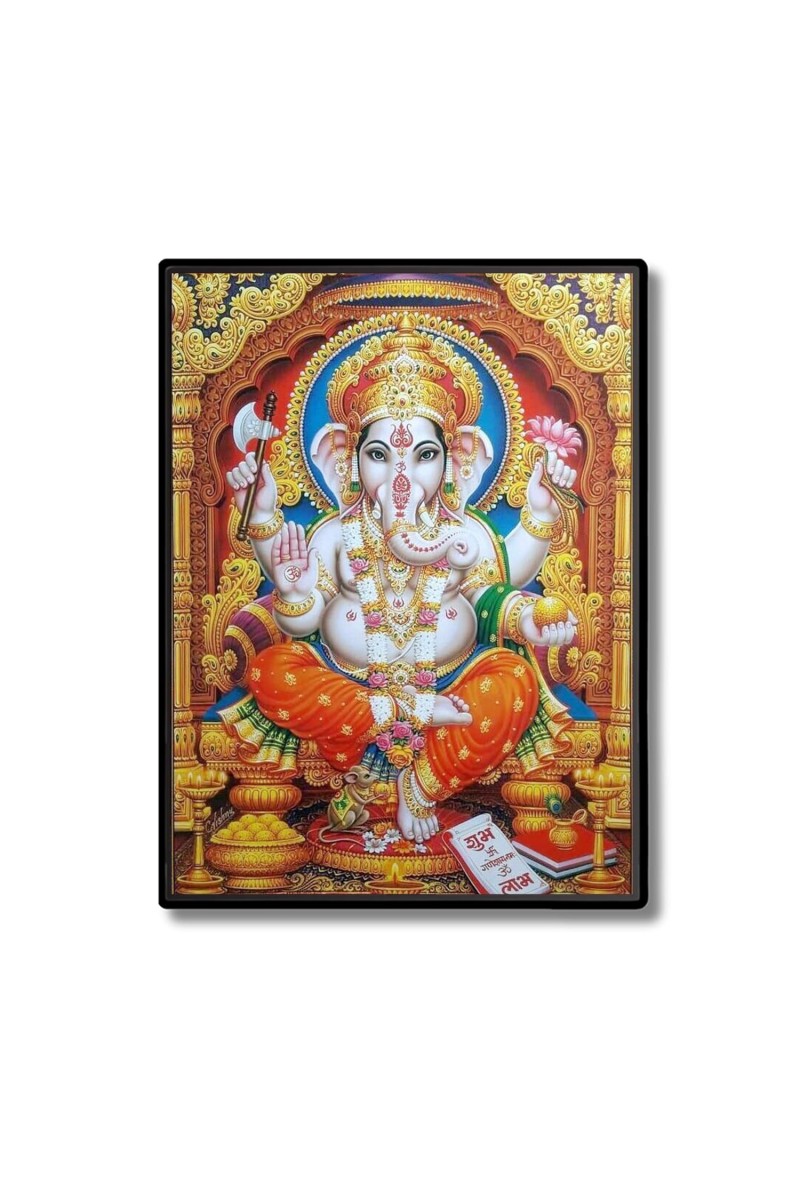 Ganesh Laminated Photo - 5x7 Inches, Divine Blessings for Home & Office and Temple Decoration