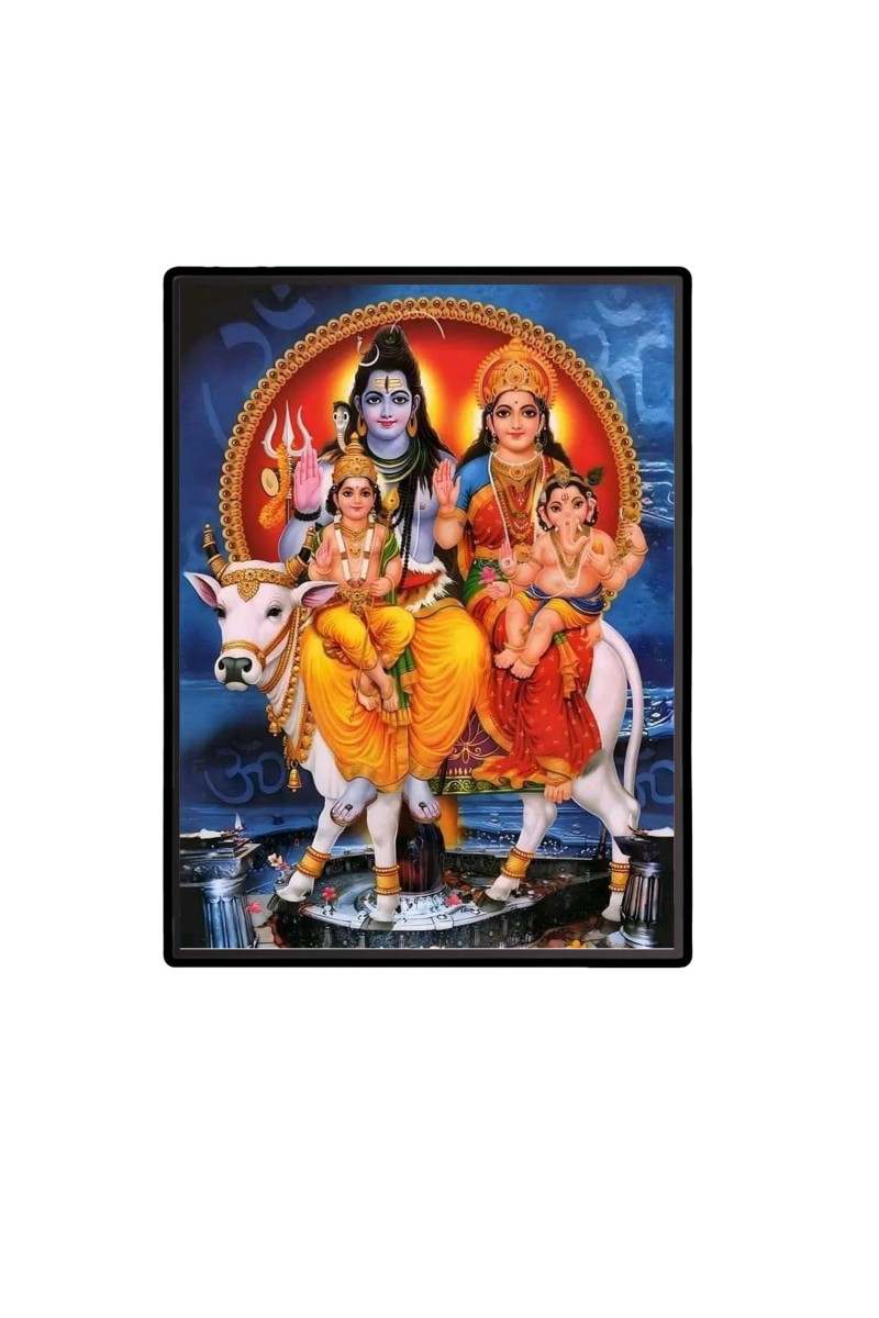Shiva Family Laminated Photo - 5x7 Inches, Divine Blessings for Home & Office and Temple Decoration