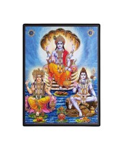Lord Brahma Lord Vishnu & Lord Shiva Laminated Photo - 11x13 Inches, Divine Blessings for Home & Office and Temple Decoration