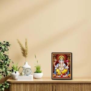 Sri Ganesh Laminated Photo (9x11 Inches Without glass) Divine Blessings for Table and Walls,Home & Office and Temple Decoration