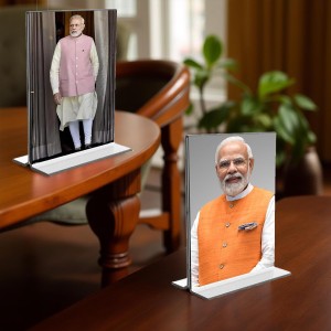 Sri Narendra Modi Acrylic T-Style Photo Stand - 9x11 Inches, Compact and Stylish Spiritual Display, easily change 2 photos (Pack of 1) Sri Narendra Modi Acrylic T-Style Photo Stand - 9x11 Inches, Compact and Stylish Spiritual Display, easily change 2 photos (Pack of 1)