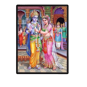 Ram Sita Laminated Photo - 9x11 Inches, Divine Blessings for Home & Office and Temple Decoration