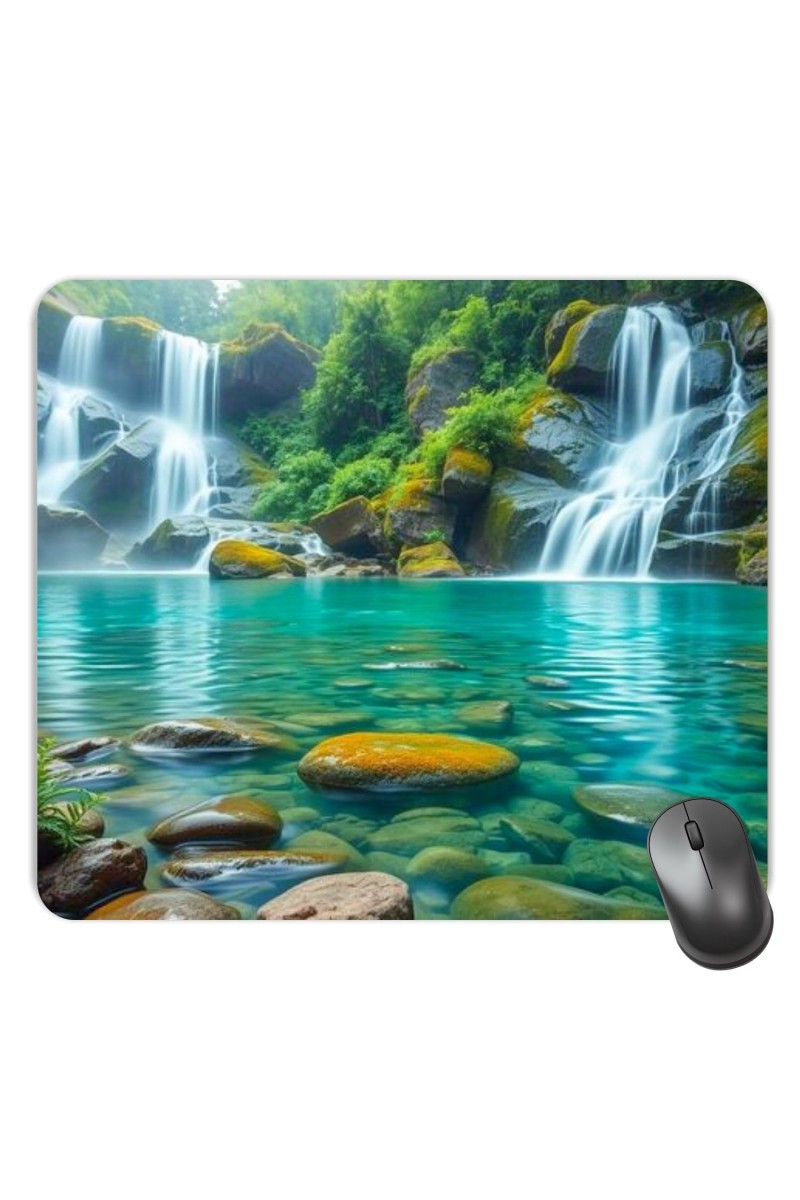 Customized Beautiful Water Falls Picture Sublimation Mouse Pad | 8 X 7.5 Inch | Smooth Cloth Surface | Non-Slip Rubber Base | Personalized Mousepad for Laptop & Desktop (F17082)