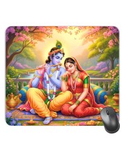 Customized Radha Krishna Picture Sublimation Mouse Pad | 8 X 7.5 Inch | Smooth Cloth Surface | Non-Slip Rubber Base | Personalized Mousepad for Laptop & Desktop (F17222)