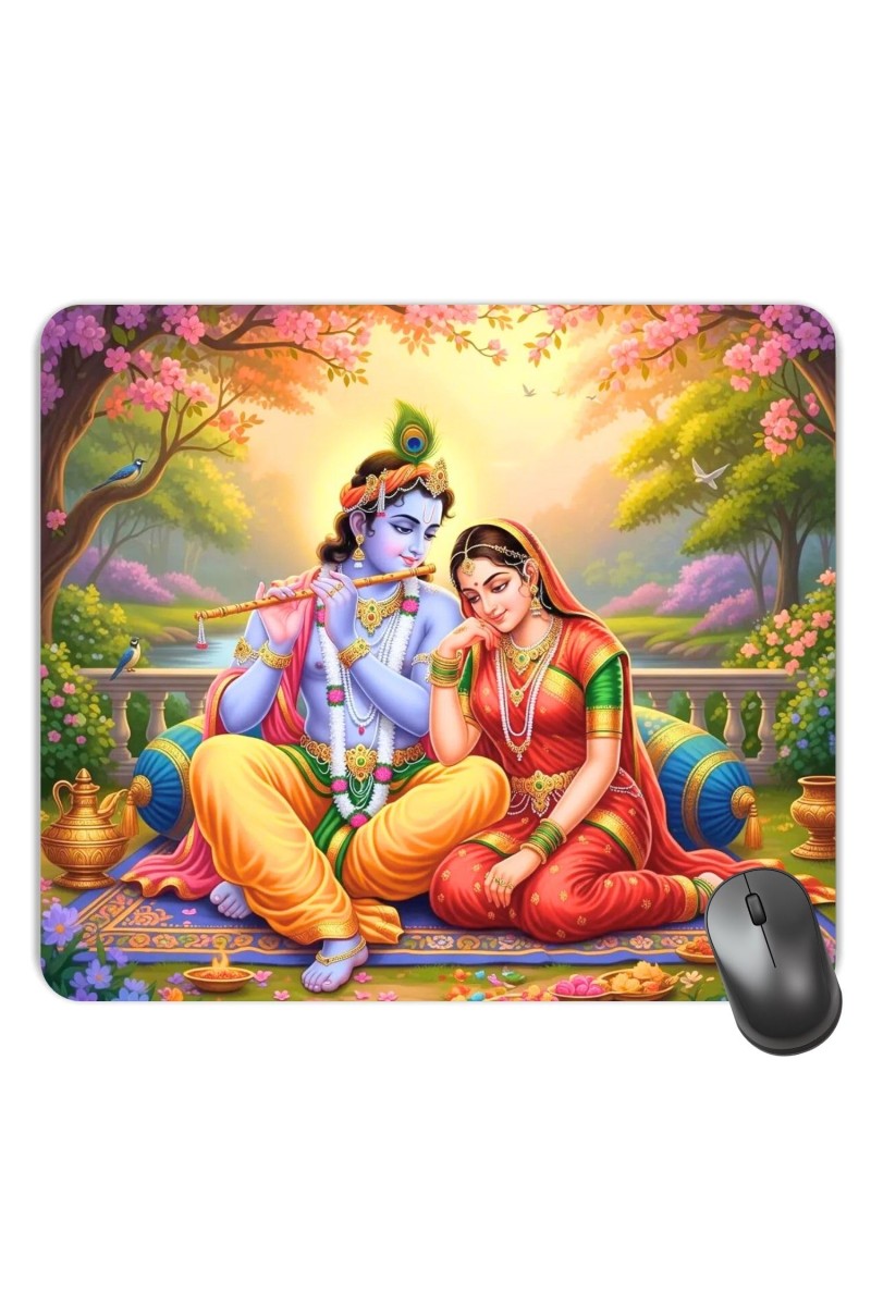 Customized Radha Krishna Picture Sublimation Mouse Pad | 8 X 7.5 Inch | Smooth Cloth Surface | Non-Slip Rubber Base | Personalized Mousepad for Laptop & Desktop (F17222)