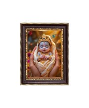 Baby Krishna Digital Print Photo 6.7x8.7 inches - Vibrant Religious Wall Art for Home, Office and Temple Decor.
