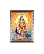 Lord Kartikeya Photo Frame - 10x14 Inches, Brown Wooden Frame for Home, Office & Temple Decoration