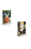 Car Desk/Table Top Lokenath Baba & Sai Baba Acrylic T-Style Photo Stand - 2.5x3.5 Inches, Compact and Stylish Spiritual Display, easily change 2 photos (Pack of 1)