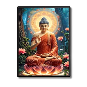 Lord Buddha Laminated Photo (13x15 Inches) Divine Blessings for Home & Office and Temple Decoration