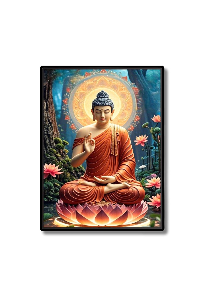 Buddha Laminated Photo - 5x7 Inches, Divine Blessings for Home & Office and Temple Decoration