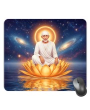 Customized Lord Saibaba Picture Sublimation Mouse Pad | 8 X 7.5 Inch | Smooth Cloth Surface | Non-Slip Rubber Base | Personalized Mousepad for Laptop & Desktop (F17368)