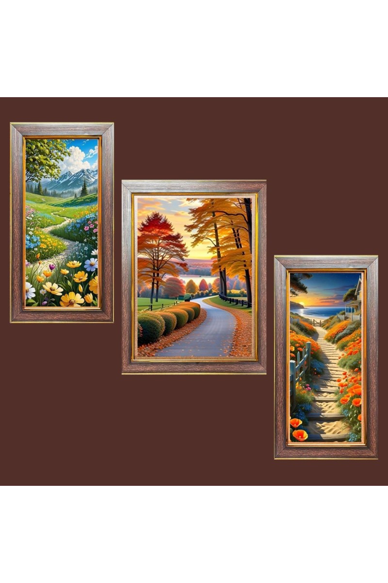 3-Pack Natureâ€™s Healing Power Photo Frames - 2 Pieces 8x15 Inch & 1 Piece 12x15 Inch - Rustic Wall Art for Home & Office Decor - Botanical Wall Hanging for Living Room, Bedroom, or Workspace